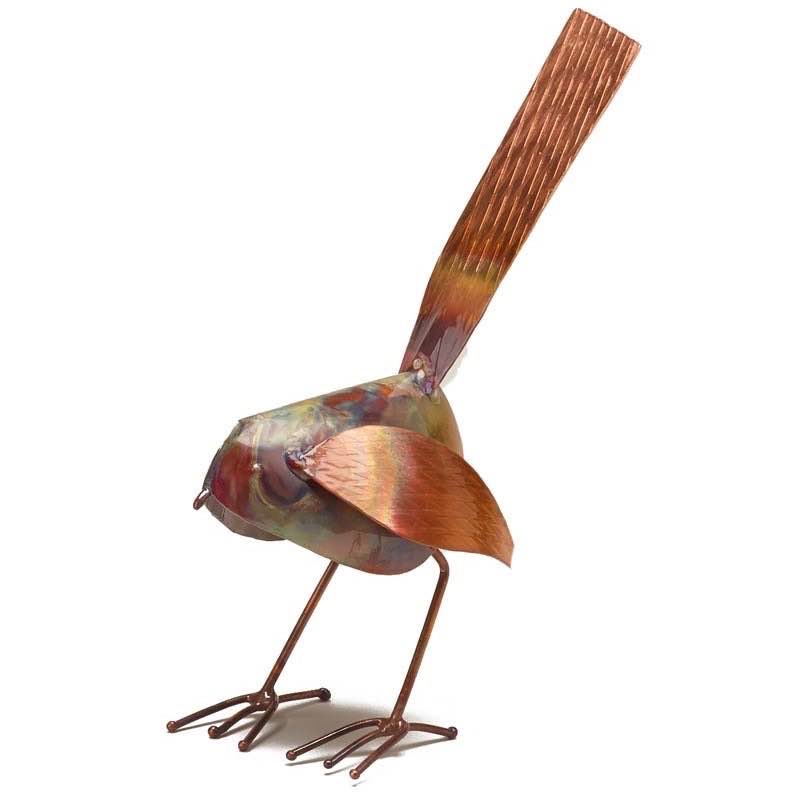 Handcrafted Copper Bird Statue - Yellow